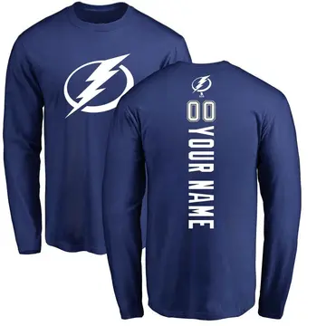 Men's Custom Tampa Bay Lightning Custom Backer Long Sleeve T-Shirt - Royal