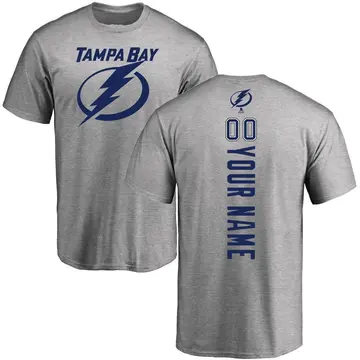 Men's Custom Tampa Bay Lightning Custom Backer T-Shirt - Ash