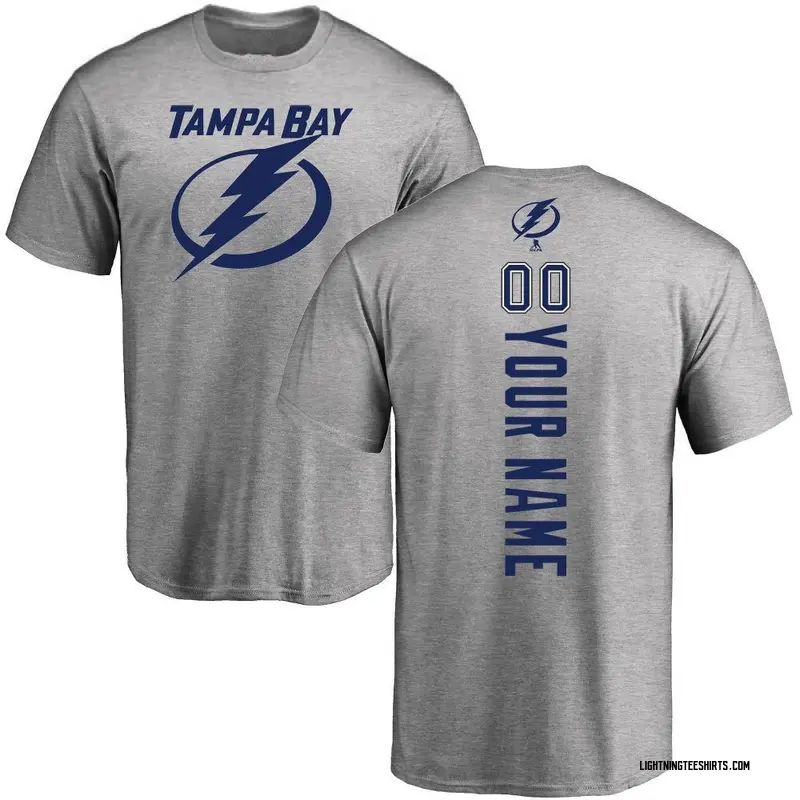 Men's Custom Tampa Bay Lightning Custom Backer T-Shirt - Ash