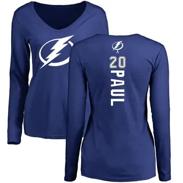 Women's Nick Paul Tampa Bay Lightning Backer V-Neck Long-Sleeve T-Shirt - Royal